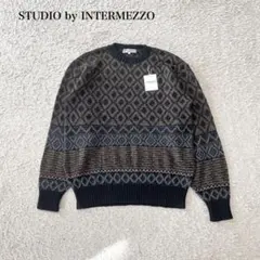 タグ付き未使用　インターメッツォ　ニットセーター (L)メンズ　総柄　ウール混