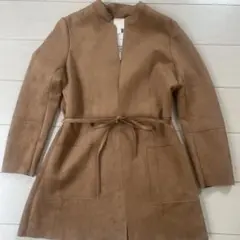 ブラウン スエード風 ロングコート