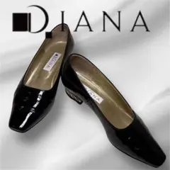 【本日最安値】DIANA ダイアナ黒 ゴールドヒールポインテッドトゥパンプス