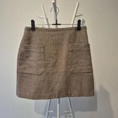 ポケット付きタイトミニスカート ベージュ系