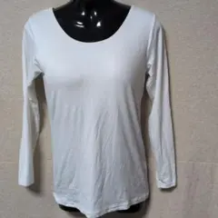 ユニクロ ヒートテックブラUネックT ８分袖 L（オフホワイト）