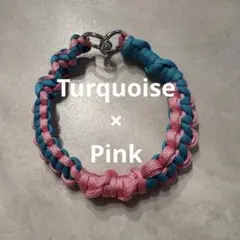 パラコードハンドストラップ《ターコイズ×ピンク》