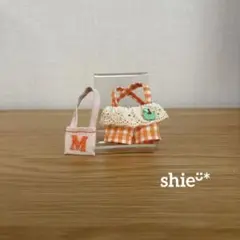 メメル ぬい服 デニムサロペット 金具仕上げ オレンジステッチ入 no301