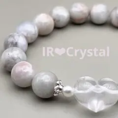 ピンクアクアマリン10㎜✖️水晶（ハート）ブレスレット