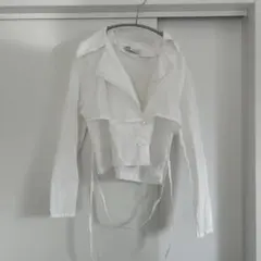 ZARA ホワイト ショート丈 シャツ