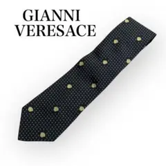 【超美品！】GIANNI VERESACE ネクタイ 黒 金色ドット
