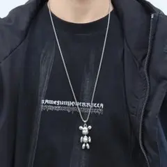シルバー アクセサリー くま ネックレス ユニセックス ヒップホップ
