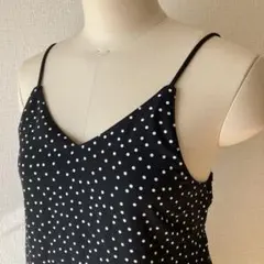 ランダムドット柄　キャミワンピース　黒　ブラック　ホワイトドット　150