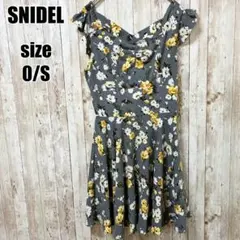 【スナイデル】美品 花柄 フリル ワンピース グレー 0 S 華やか 上品 大人