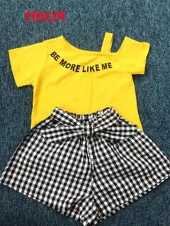 夏　女の子  半袖Tシャツ+ショートパンツ2点セット　セクシーデザイン　110㎝