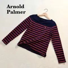 アーノルドパーマー ボーダーカットソー 2 ネイビー 長袖 綿100% ロゴ刺繍