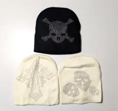 ニットキャップ 3点セット スカル柄 ドクロ 帽子 スカル ビーニー キャップ