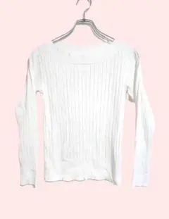 ロペピクニック ニットトップス M ホワイト 長袖 リブ編み シンプル 春 秋