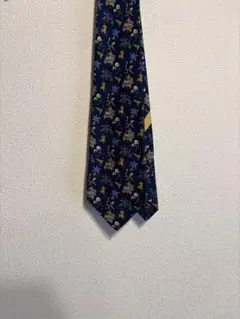 Salvatore Ferragamo ネイビー 動物柄 ネクタイ