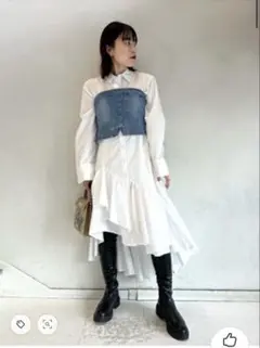 LILY BROWN ビスチェシャツワンピース　ホワイト