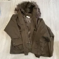 ファー付きダークブラウンモッズコート