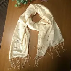 新品、カシミヤ50%、シルク50%【FURLA】ラインストーン付きストール