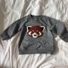 レッサーパンダ刺繍グレー トレーナー
