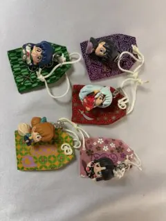 激レア　当時物　犬夜叉 ストラップ付きフィギュア お守り5個セット