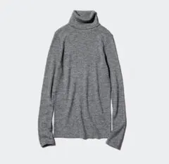 【UNIQLO】メリノリブタートルネックセーター（グレー）Sサイズ