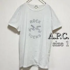 訳あり A.P.C. Tシャツ S相当 裏プリント 古着 半袖カットソー 夏服のサムネイル