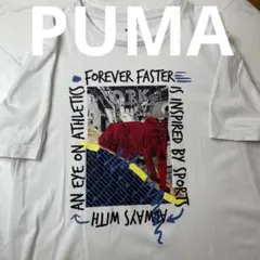PUMA Tシャツ L ホワイト グラフィックプリント ビッグロゴ プーマ 半袖