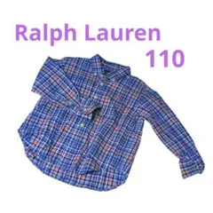 【美品】ラルフローレン チェックシャツ 100 長袖 ボタンダウン ポニー 上品