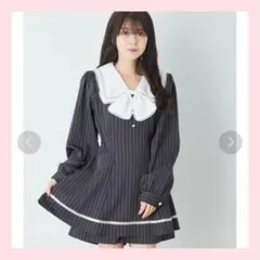Ank Rouge セーラーカラーコンビネゾン グレー