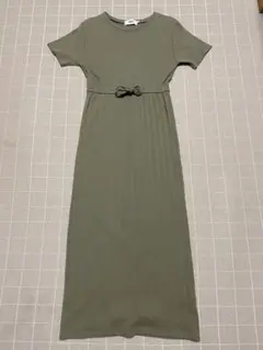 AZUL by moussy プリーツ ロングワンピース カーキ M