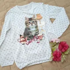 水玉 トップス 100 長袖