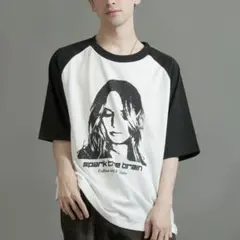 スターティングオーバー　男女兼用　オーバーサイズ ラグランプリントTシャツL