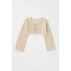 MOUSSY マウジー クロシェ編み ボレロ カーディガン ベージュ トップスのサムネイル