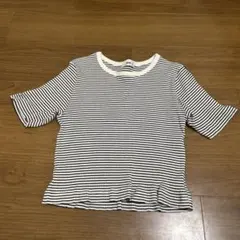 WEGOのリブTシャツ　白黒ボーダーのサムネイル