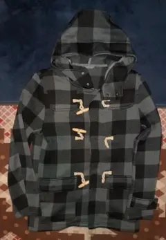 グレーとブラックのチェック ダッフルコート
