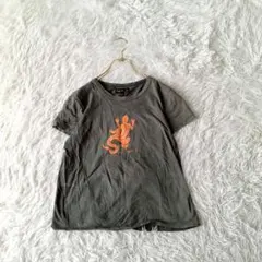 アニエスベーAgnès b. トカゲレザールプリント Tシャツ 2 グレー綿