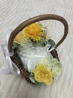 リングピロー バスケット型 花付き