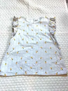 petit main レモン柄 半袖シャツ 130cm くすみグリーン