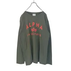 【人気】ALPHA INDUSTRIES デカロゴロンT カーキ　XLのサムネイル