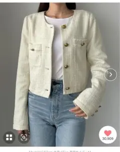 ルエレ Louere ファンシーラメツイードショートジャケットアイボリー