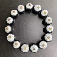 黒白至純天珠 天眼石、一線薬師、水蓮花天珠ブレスレット 立体感、加持 