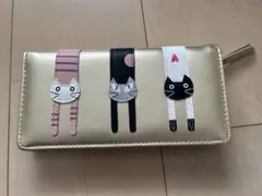 猫 刺繍 ドット柄 長財布 ホワイト - メルカリ