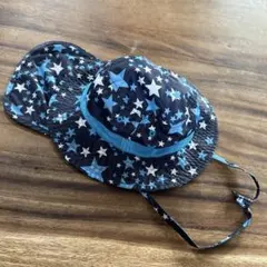 星柄ネイビーつば広ハット