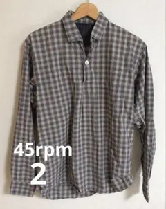 45rpm チェック柄　スキッパーシャツのサムネイル