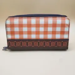 フェリシモ 長財布 / レシート・カード収納 オレンジ ギンガムチェックのサムネイル