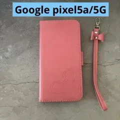 Google pixel5a/5G【ミッキーエンボスデザイン 】ピンク　手帳型