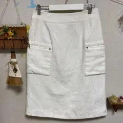 美品　ロートレアモン　スカート　白系　ツイード