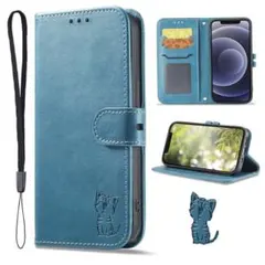 新商品⭐ 手帳型　スマホケース iPhone 14 Pro 笑顔猫ストラップ付き