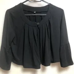 ブラック 五分袖 カーディガン M