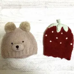 プティマイン 帽子 冬 くま いちご プチマイン 46 ベビー もこもこ