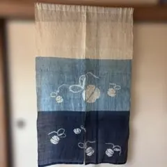 蓮の葉柄 のれん 藍色系 和風インテリア - メルカリ
